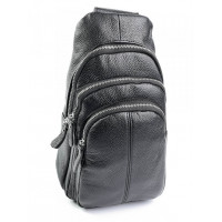 Чоловіча шкіряна сумка через плече (однолямковий рюкзак) RVL 1613 black
