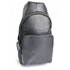 Мужская кожаная сумка через плечо (однолямочный рюкзак) RVL 1820 black