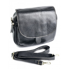Жіночий чорний компактний клатч із натуральної шкіри RVL 0320 Black