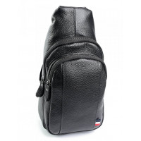 Чоловіча шкіряна сумка через плече (однолямочний рюкзак) RVL 1035 black